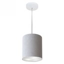 Ver imagem 1 de Lustre Pendente Cilindrico Md-4012 Cupula Tecido 18x25cm Rustico Cinza