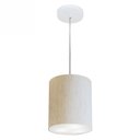 Ver imagem 1 de Lustre Pendente Cilindrico Md-4012 Cupula Tecido 18x25cm Linho Bege