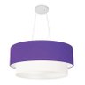 Lustre Pendente Duplo Cilindrico Md-4082 Cupula Tecido 25/60x50cm Roxo - 1