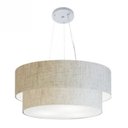Ver imagem 1 de Lustre Pendente Duplo Cilindrico Md-4082 Cupula Tecido 25/60x50cm Rustico Bege