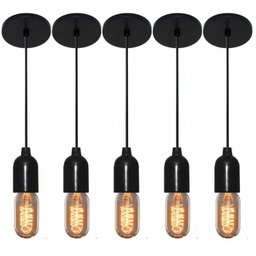 Kit/5 Lustre Pendente Luminária Md-4149 Suporte para Lâmpada / Não Inclusa - 1 Kit/5 Lustre Pendente Luminária Md-4149 Suporte para Lâmpada / Não Inclusa - 1