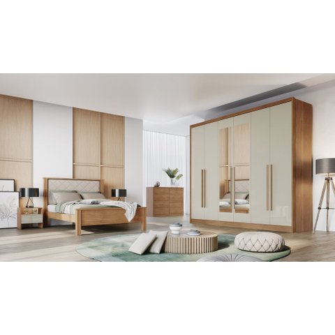 Guarda-Roupa New Vértice 6 Gavetas com Espelho Fendi Novo Horizonte