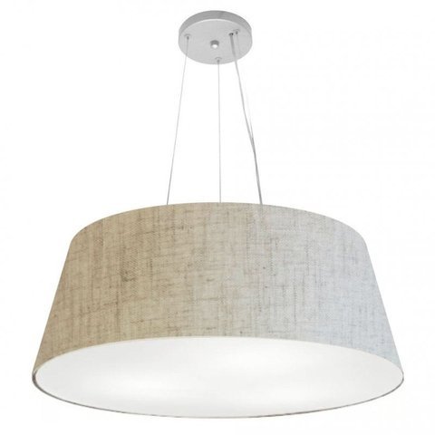 Lustre Pendente Cone Md-4002 Cupula Tecido 21/60x50cm Rustico Bege