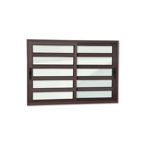 Janela Alumínio Elite c/Travessas 2F.Móv.100 x 200 V.Liso Marrom Corten Brimak