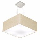 Ver imagem 1 de Lustre Pendente Quadrado Md-4006 Cupula Tecido 21/50x50cm Rustico Bege