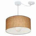 Ver imagem 1 de Lustre Pendente Cilindrico Com Desvio Md-4230 Cupula Tecido 50x25cm Palha
