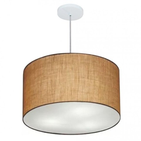 Lustre Pendente Cilindrico Md-4250 Cupula Tecido 45x30cm Palha