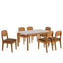 Ver imagem 2 de Conjunto Sala de Jantar Mesa Dublin Tampo MDF 180cm Canto Copo com Vidro e 6 Cad Cleo Yescasa
