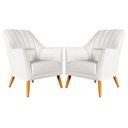 Ver imagem 1 de Kit 2 Poltronas Orion Bordada Courino Branco Aradecor