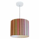Ver imagem 1 de Lustre Pendente Cilindrico Md-4054 Cupula Tecido 30x21cm Listras Color