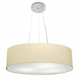 Lustre Pendente Cilindrico Md-4029 Cupula Tecido 60x15cm Algodao Cru - 1