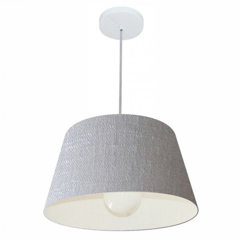 Lustre Pendente Cone Md-4039 Cupula Tecido 21/40x30cm Rustico Cinza