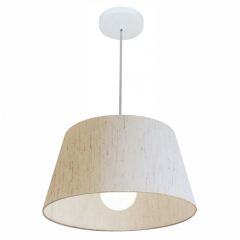 Lustre Pendente Cone Md-4039 Cupula Tecido 21/40x30cm Linho Bege