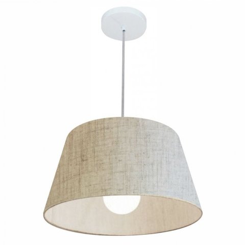 Lustre Pendente Cone Md-4039 Cupula Tecido 21/40x30cm Rustico Bege
