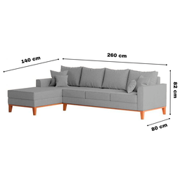 Sofá 4 Lugares Beny com Chaise Esquerdo Linho Cinza - 6