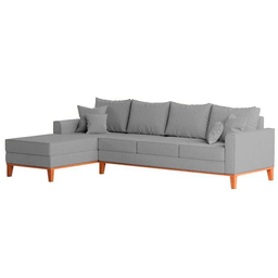 Sofá 4 Lugares Beny com Chaise Esquerdo Linho Cinza - 5