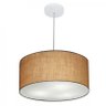 Kit/8 Lustre Pendente Cilindrico Md-4100 Cupula Tecido 50x25cm Palha - 3