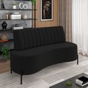 Ver imagem 2 de Sofá 2 Lugares Living 135cm Pé Ferro Pto Maraú Veludo Preto K01 - D'Rossi
