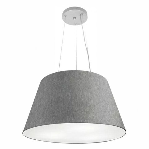 Lustre Pendente Cone Md-4141 Cupula Tecido 30/50x35cm Rustico Cinza