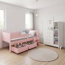 Ver imagem 3 de Quarto Infantil Luna Plus Cômoda Versátil Escada Baús MDP-MDF Rosa Luna