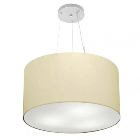 Lustre Pendente Cilindrico Md-4187 Cupula Tecido 45x30cm Algodao Cru