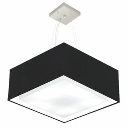 Lustre Pendente Duplo Quadrado Md-4128 Cupula Tecido 30/70x70cm Preto - 1