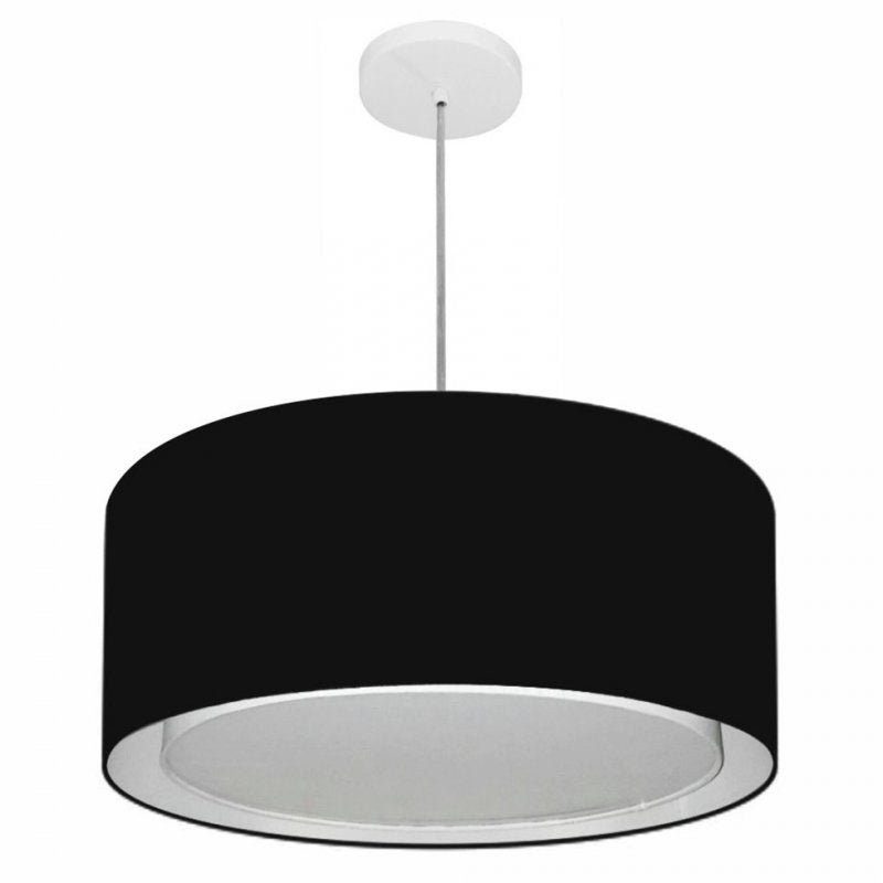 Menor preço em Lustre Pendente Cilindrico Duplo Md-4294 Cupula Tecido 50x25cm Preto