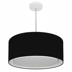 Lustre Pendente Cilindrico Duplo Md-4294 Cupula Tecido 50x25cm Preto - 1