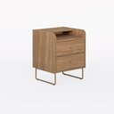 Ver imagem 3 de Mesa de Cabeceira Lys 2 Gavetas 1 Prateleira 43 Cm X 38 Cm Tauari/dourado