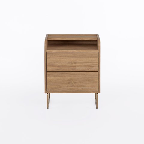 Mesa de Cabeceira Lys 2 Gavetas 1 Prateleira 43 Cm X 38 Cm Tauari/dourado