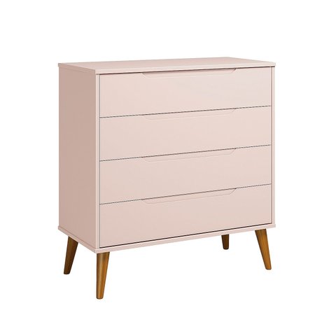 Comoda Gaveteira Elfe Retro 4 Gavetas Rosa Fosco - Moveisaqui