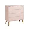 Comoda Gaveteira Elfe Retro 4 Gavetas Rosa Fosco - Moveisaqui - 1