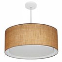 Ver imagem 1 de Lustre Pendente Cilindrico Duplo Md-4298 Cupula Tecido 60x30cm Palha