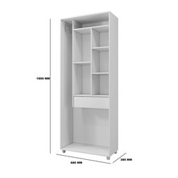 Armário Vassoureiro Multiuso para Lavanderia Jade 2 Portas e 1 Gaveta c/ Rodízios Benetil Branco - 2 Armário Vassoureiro Multiuso para Lavanderia Jade 2 Portas e 1 Gaveta c/ Rodízios Benetil Branco - 2