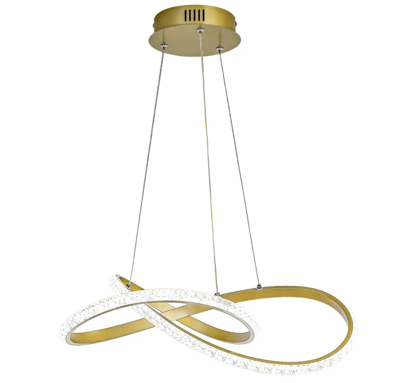 Lustre Pendente Moderno Infinity Cristal Led 36w Dourado Multicor Bivolt - 2