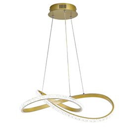 Lustre Pendente Moderno Infinity Cristal Led 36w Dourado Multicor Bivolt - 2