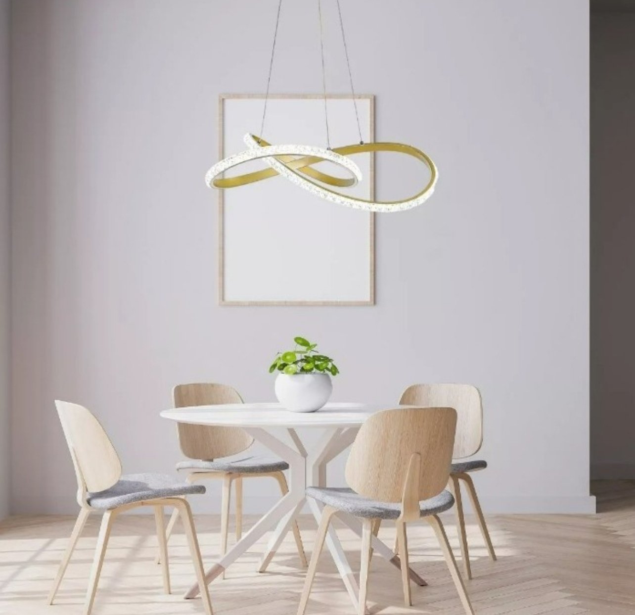 Lustre Pendente Moderno Infinity Cristal Led 36w Dourado Multicor Bivolt - 3