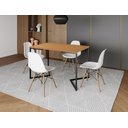 Ver imagem 1 de Mesa Industrial Base Ferro Preto em V Tampo 137x90 Canela 4 Cadeiras Eames Madeira Assento Branco