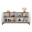 Ver imagem 4 de Aparador Buffet Sala Lizz 170cm com Pés de Madeira Maciça Branco/cedro