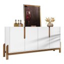 Ver imagem 1 de Aparador Buffet Sala Lizz 170cm com Pés de Madeira Maciça Branco/cedro