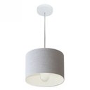 Ver imagem 1 de Lustre Pendente Cilindrico Md-4201 Cupula Tecido 25x25cm Rustico Cinza
