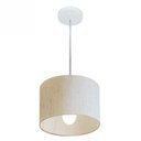 Ver imagem 1 de Lustre Pendente Cilindrico Md-4201 Cupula Tecido 25x25cm Linho Bege