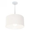 Lustre Pendente Cilindrico Md-4202 Cupula Tecido 40x25cm Branco - Bivolt - 1