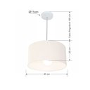 Ver imagem 2 de Lustre Pendente Cilindrico Md-4202 Cupula Tecido 40x25cm Branco - Bivolt