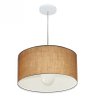 Lustre Pendente Cilindrico Md-4202 Cupula Tecido 40x25cm Palha - Bivolt - 1