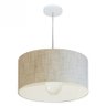 Lustre Pendente Cilindrico Md-4203 Cupula Tecido 45x21cm Rustico Bege - 1