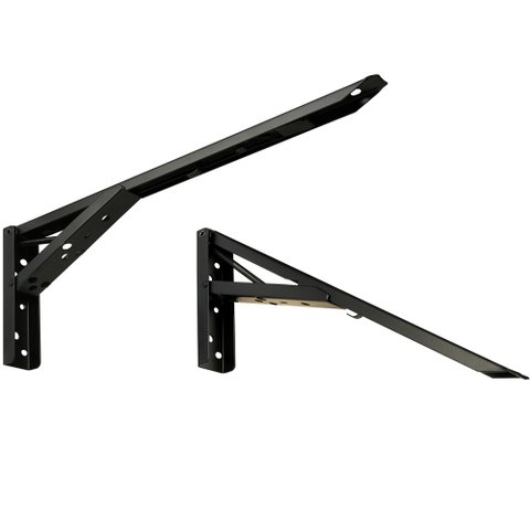 Kit 01 Par Suporte para Mesa Dobrável Retrátil 30 Cm H02 Mão Francesa Preto - Lyam