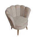 Ver imagem 3 de Poltrona Pétala Decorativa Bege Para Sala Com Pé De Madeira