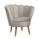 Ver imagem 2 de Poltrona Pétala Decorativa Bege Para Sala Com Pé De Madeira