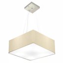 Ver imagem 1 de Lustre Pendente Quadrado Md-4194 Cupula Tecido 12/40x40cm Algodao Cru